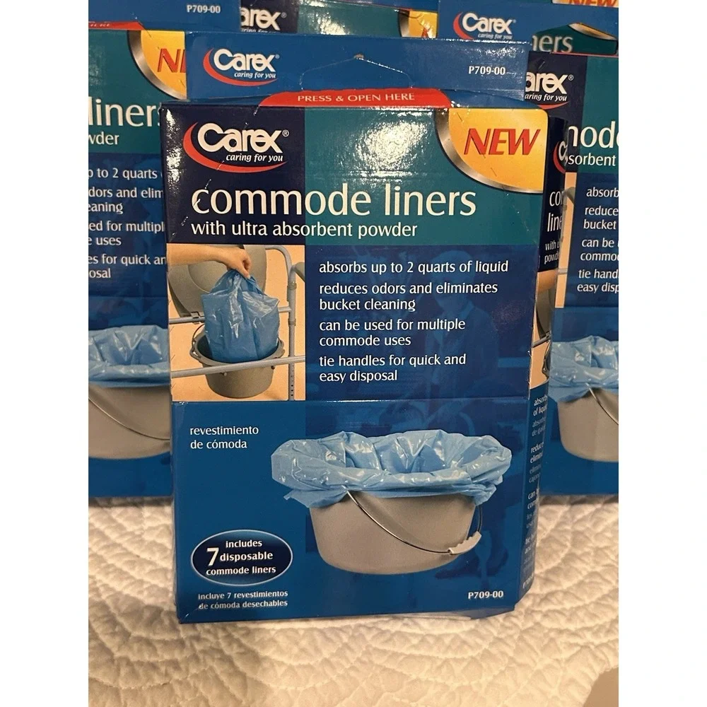 Carex Commode Liners Holds 2 Quarts Liquid, 6 Packs of 7 liners,‎ 42 Count